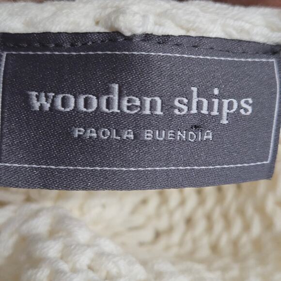 Wooden Ships Maui VNeck White Pullover Sweater Slouchy Cropped Boxy Small Medium - Picture 9 of 15
